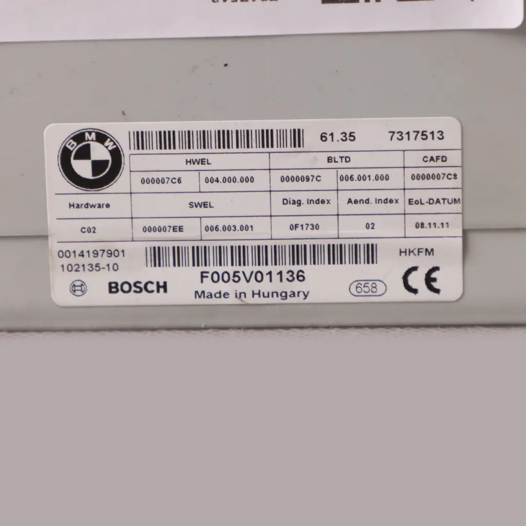 Control Unit Rear Tailgate Boot Lid Function Module to BMW F11 Touring with Part number 7317513 BMW F11 Touring Control Unit Rear Tailgate Boot Lid Function Module - SKU 7317513 - Part number 7317513