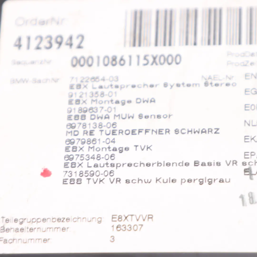 BMW E88 Boczek Wykończenie Drzwi Prawy Przedni Skóra Boston Szara - SKU 7318590 - Numer Części 7318590