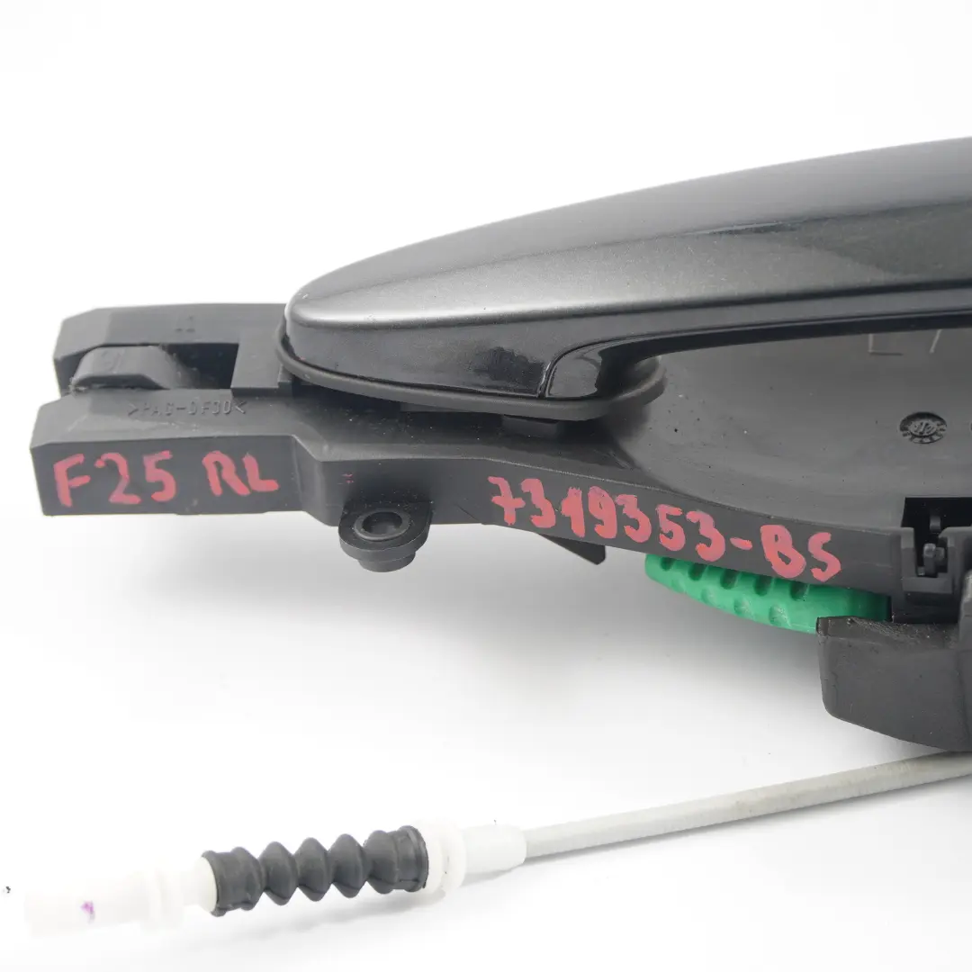 manija de la puerta trasera izquierda exterior Negro Zafiro - 475 para BMW F25 X3 con número de pieza 7319353 BMW F25 X3 manija de la puerta trasera izquierda exterior Negro Zafiro - 475 - SKU 7319353-BS - Número de pieza 7319353