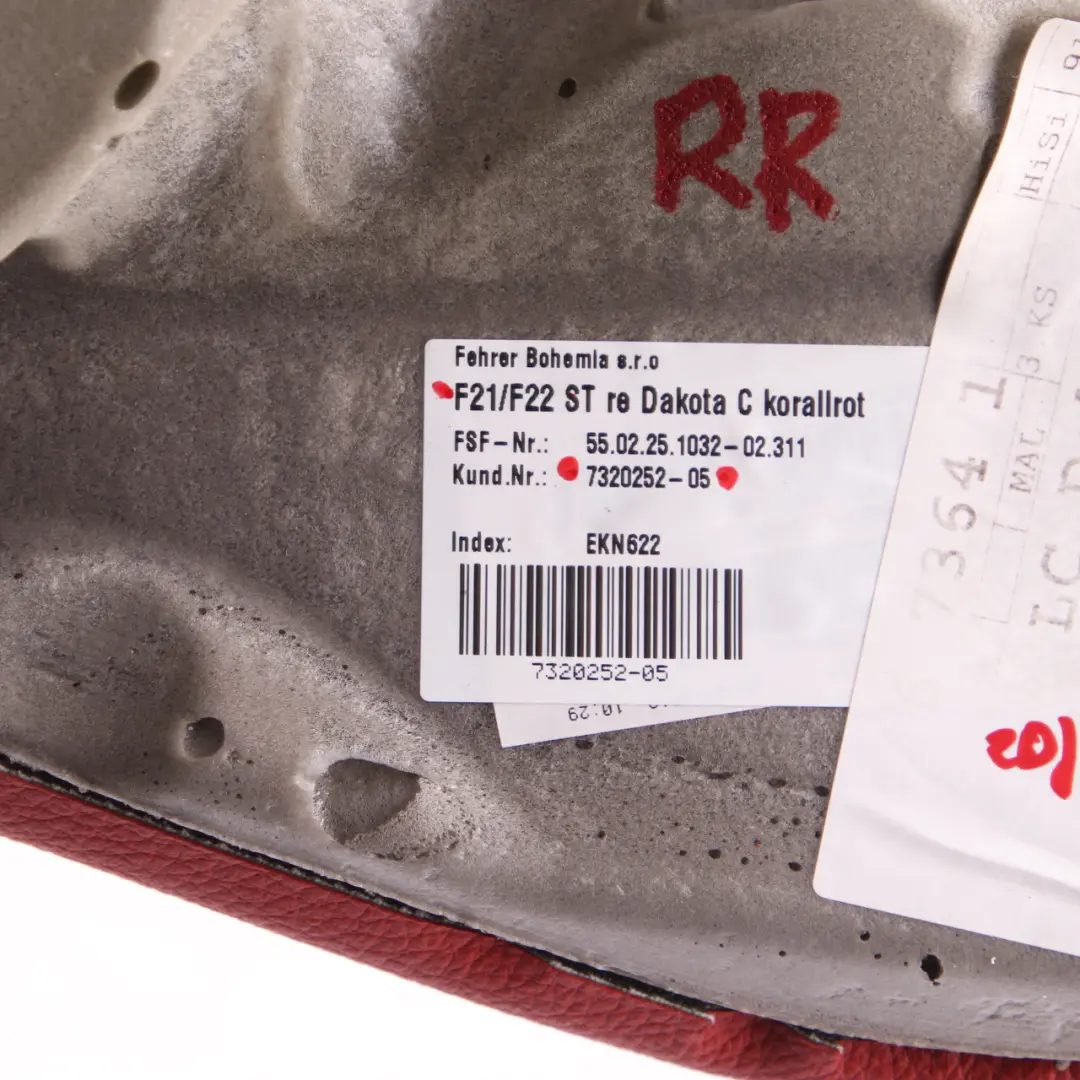 Finisseur de siège arrière droit habillage cuir rouge corail pour BMW F21 F22 à propos du numéro de pièce 7320252 BMW F21 F22 Finisseur de siège arrière droit habillage cuir rouge corail - SKU 7320252 - Numéro de pièce 7320252
