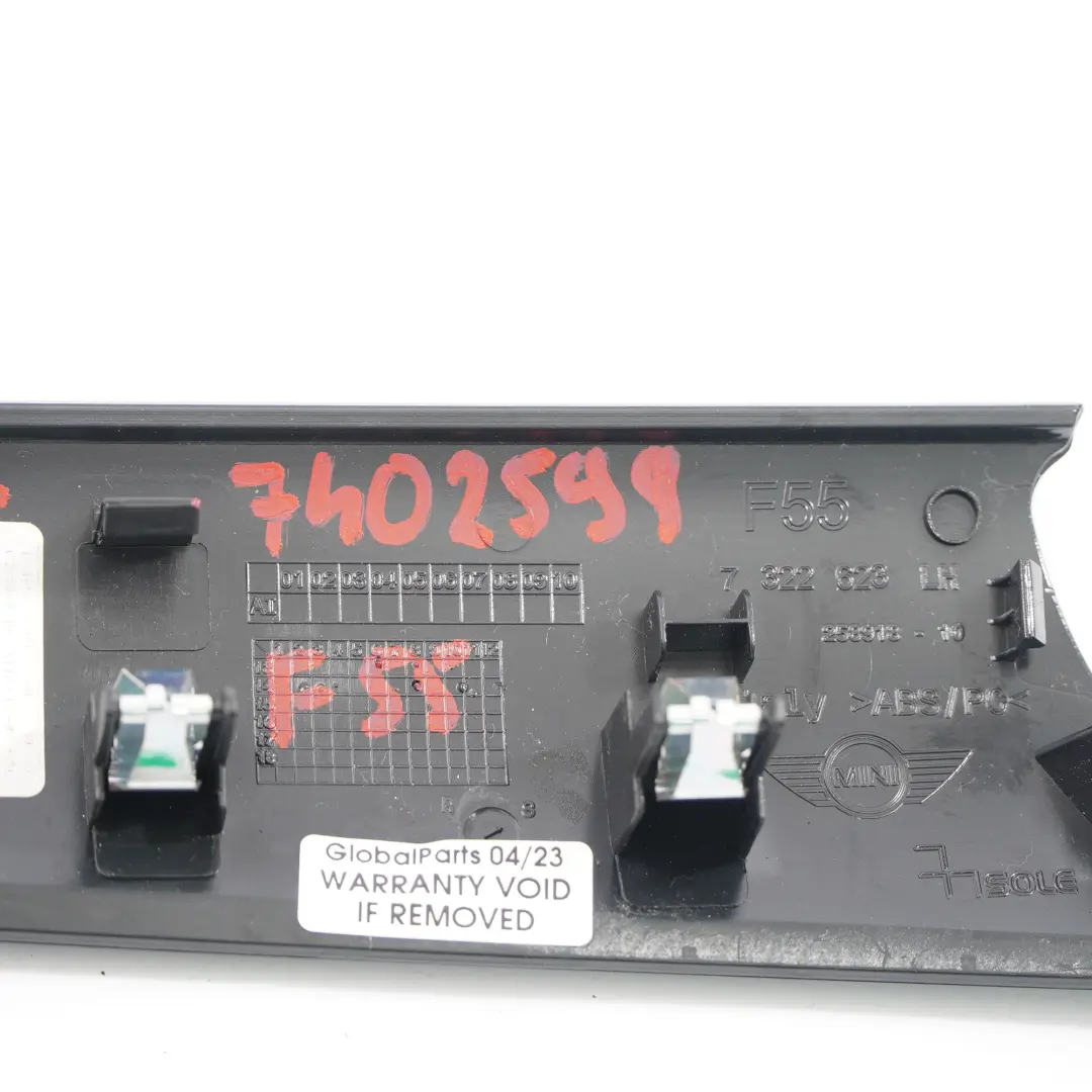 Maniglia porta Rivestimento interno anteriore sinistro Nero per Mini F55 con numero di parte 7322623 Mini F55 Maniglia porta Rivestimento interno anteriore sinistro Nero - SKU 7322623 - Numero di parte 7322623