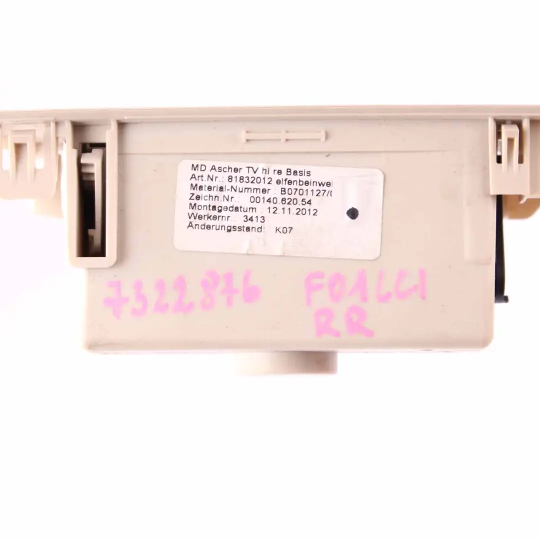 BMW F01 F02 LCI Switch Window Lifter Rear Right Ashtray Finisher Elfenbein-Weiss - SKU 7322876 - Part number 7322876