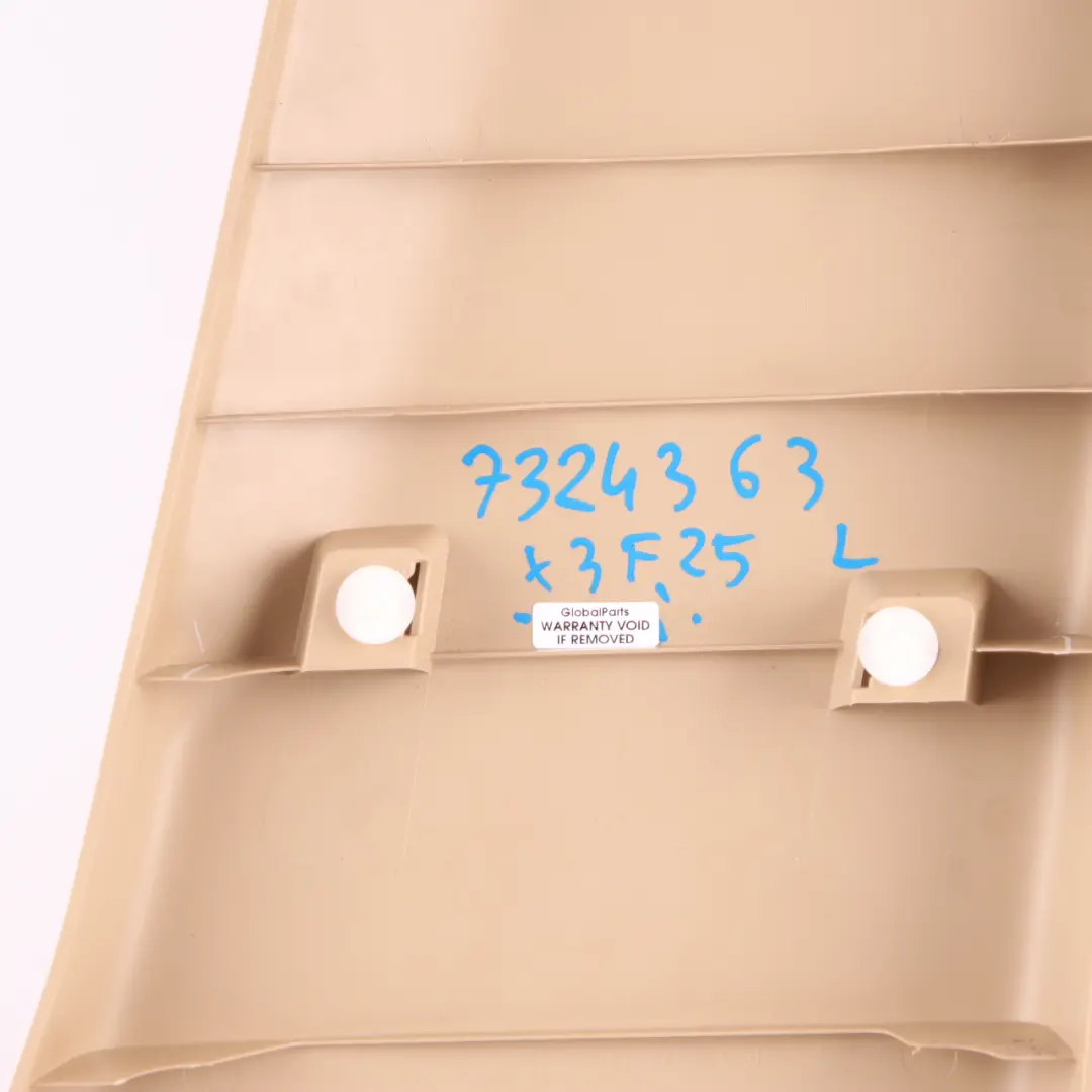 BMW X3 F25 Revestimiento Pilar Columna B Panel Inferior Izquierdo Beige 9169307 - SKU 7324363 - Número de pieza 7324363