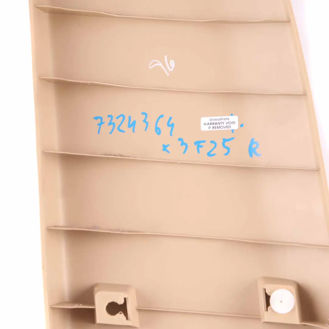 Pillar Cover BMW X3 F25 B-Column Trim Bottom Panel Right O/S Beige 9169308 to with Part number 7324364 Pillar Cover BMW X3 F25 B-Column Trim Bottom Panel Right O/S Beige 9169308 - SKU 7324364 - Part number 7324364