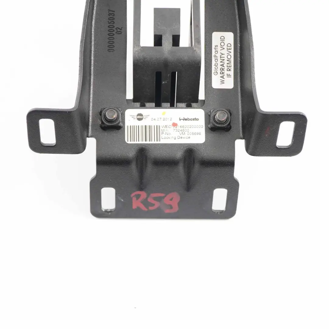 Gancho bloqueo plegable Soft Top Panel techo para Mini Cooper R59 Roadster con número de pieza 7324500 Mini Cooper R59 Roadster Gancho bloqueo plegable Soft Top Panel techo - SKU 7324500 - Número de pieza 7324500