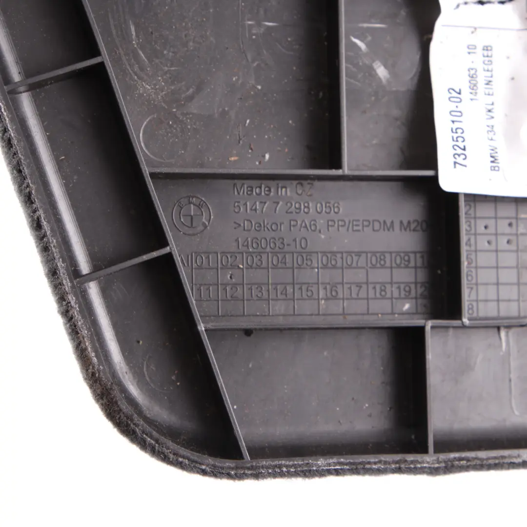 Trunk Floor BMW F34 GT Boot Luggage Compartment Loading Right O/S Anthracite to with Part number 7325510 Trunk Floor BMW F34 GT Boot Luggage Compartment Loading Right O/S Anthracite - SKU 7325510 - Part number 7325510