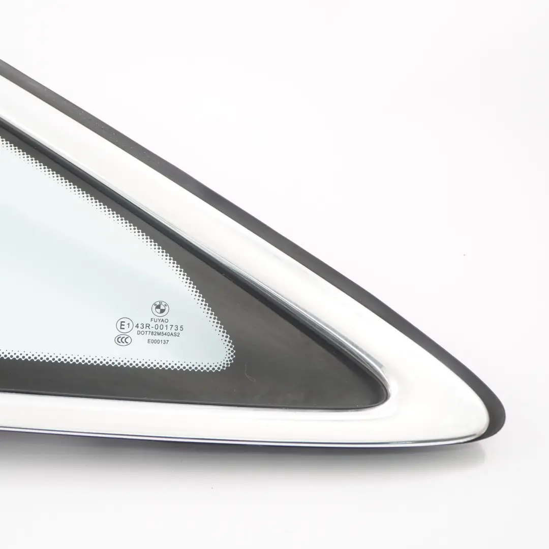Quarter Window Front Right O/S Triangle Glass AS2 Glazing Chrome to BMW F45 with Part number 7326156 BMW F45 Quarter Window Front Right O/S Triangle Glass AS2 Glazing Chrome - SKU 7326156 - Part number 7326156