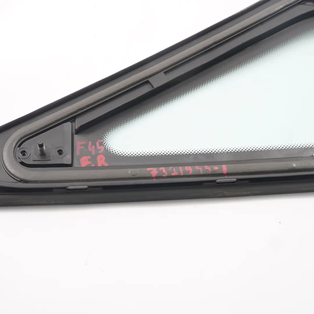 Quarter Window Front Right O/S Triangle Glass AS2 Glazing Chrome to BMW F45 with Part number 7326156 BMW F45 Quarter Window Front Right O/S Triangle Glass AS2 Glazing Chrome - SKU 7326156 - Part number 7326156