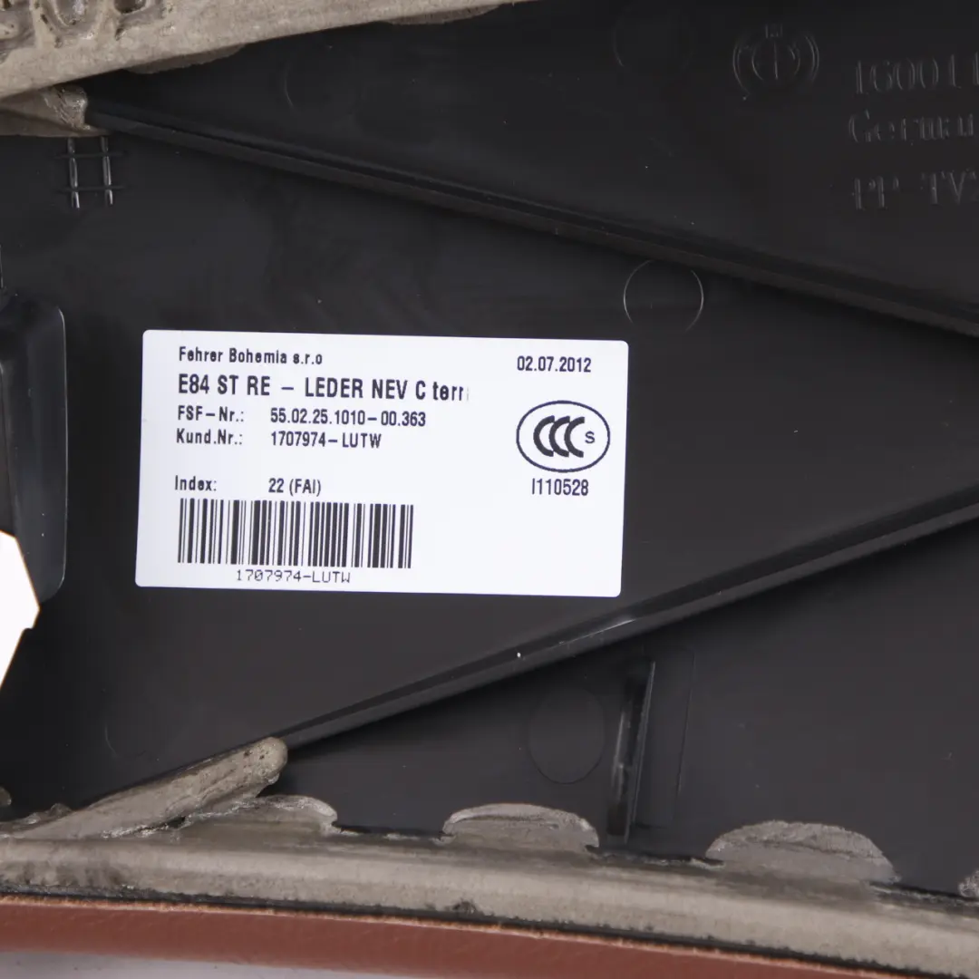 BMW X1 E84 Rear Seat Backrest Right O/S Side Finisher Leather Nevada Terra - SKU 7326382 - Part number 7326382