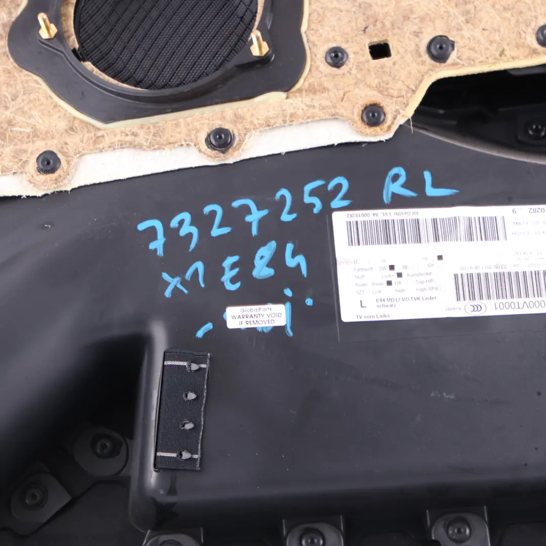  Door Card BMW X1 E84 Front Left N/S Door Lining Trim Leather Nevada Black - SKU 7327187 - Part number 7327187