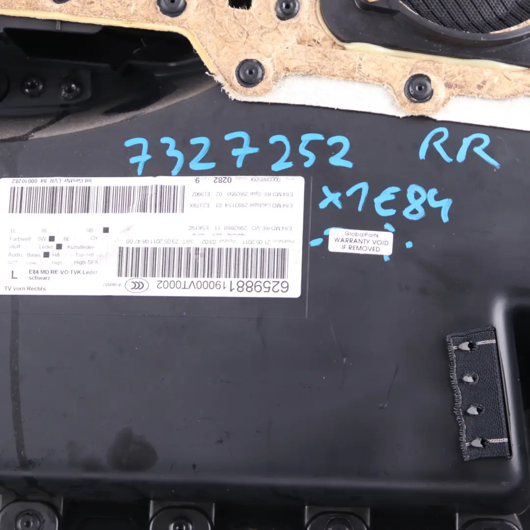  Door Card BMW X1 E84 Front Right O/S Door Lining Trim Leather Nevada Black - SKU 7327188 - Part number 7327188