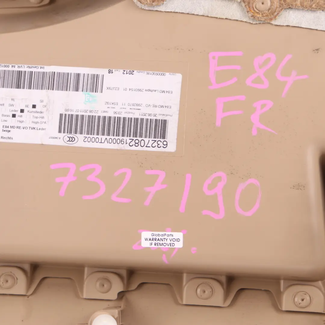 Door Card Front Right O/S Lining Trim Leather Nevada Savanna Beige to BMW X1 E84 with Part number 7327190 BMW X1 E84 Door Card Front Right O/S Lining Trim Leather Nevada Savanna Beige - SKU 7327190 - Part number 7327190