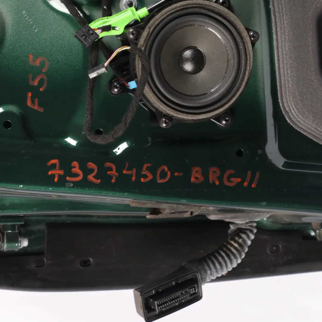 Door Rear Right O/S Covering Panel British Racing Green II Metallic B22 to Mini F55 with Part number 7327450 Mini F55 Door Rear Right O/S Covering Panel British Racing Green II Metallic B22 - SKU 7327450-BRGII - Part number 7327450