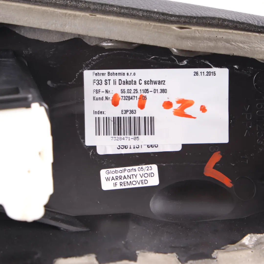 Panel Boczny Fotela Lewy Tył Czarna Skóra do BMW F33 o numerze 7328471 BMW F33 Panel Boczny Fotela Lewy Tył Czarna Skóra - SKU 7328471 - Numer Części 7328471