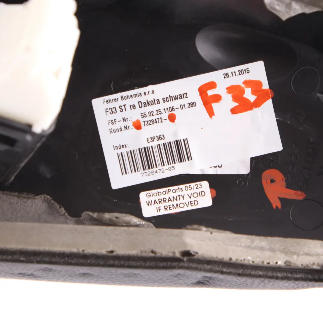 Pannello laterale sedile posteriore destro Pannello rifinitura pelle per BMW F33 con numero di parte 7328472 BMW F33 Pannello laterale sedile posteriore destro Pannello rifinitura pelle - SKU 7328472 - Numero di parte 7328472