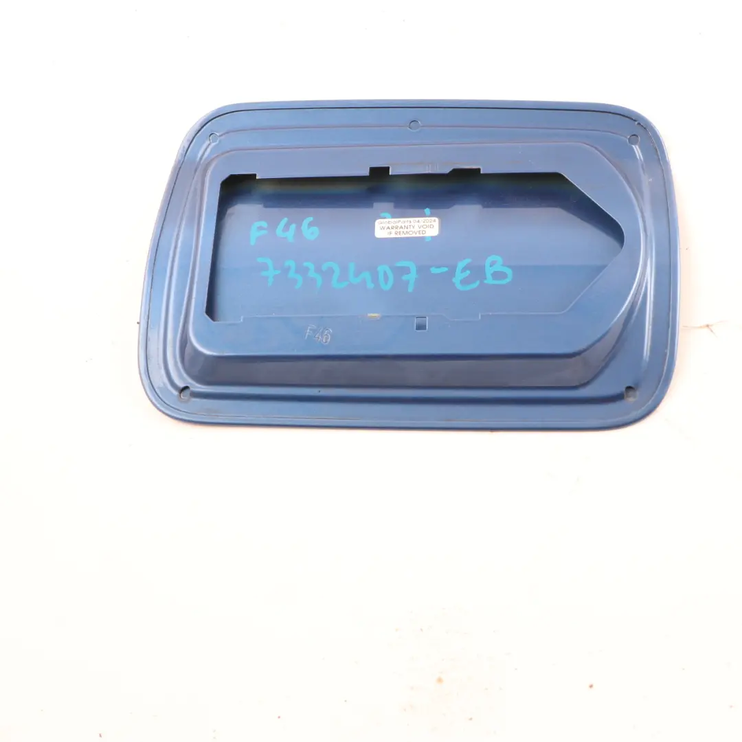 Flap BMW F46 Fuel Tank Fill In Flap Estorilblau Blue Metallic B45 to Fuel with Part number 7332407 Fuel Flap BMW F46 Fuel Tank Fill In Flap Estorilblau Blue Metallic B45 - SKU 7332407-EB - Part number 7332407