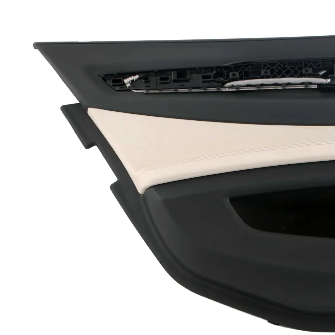 Left N/S Trim Panel Door Card Leather Dakota Ivory White to BMW F01 LCI Rear with Part number 7332897 BMW F01 LCI Rear Left N/S Trim Panel Door Card Leather Dakota Ivory White - SKU 7332897 - Part number 7332897