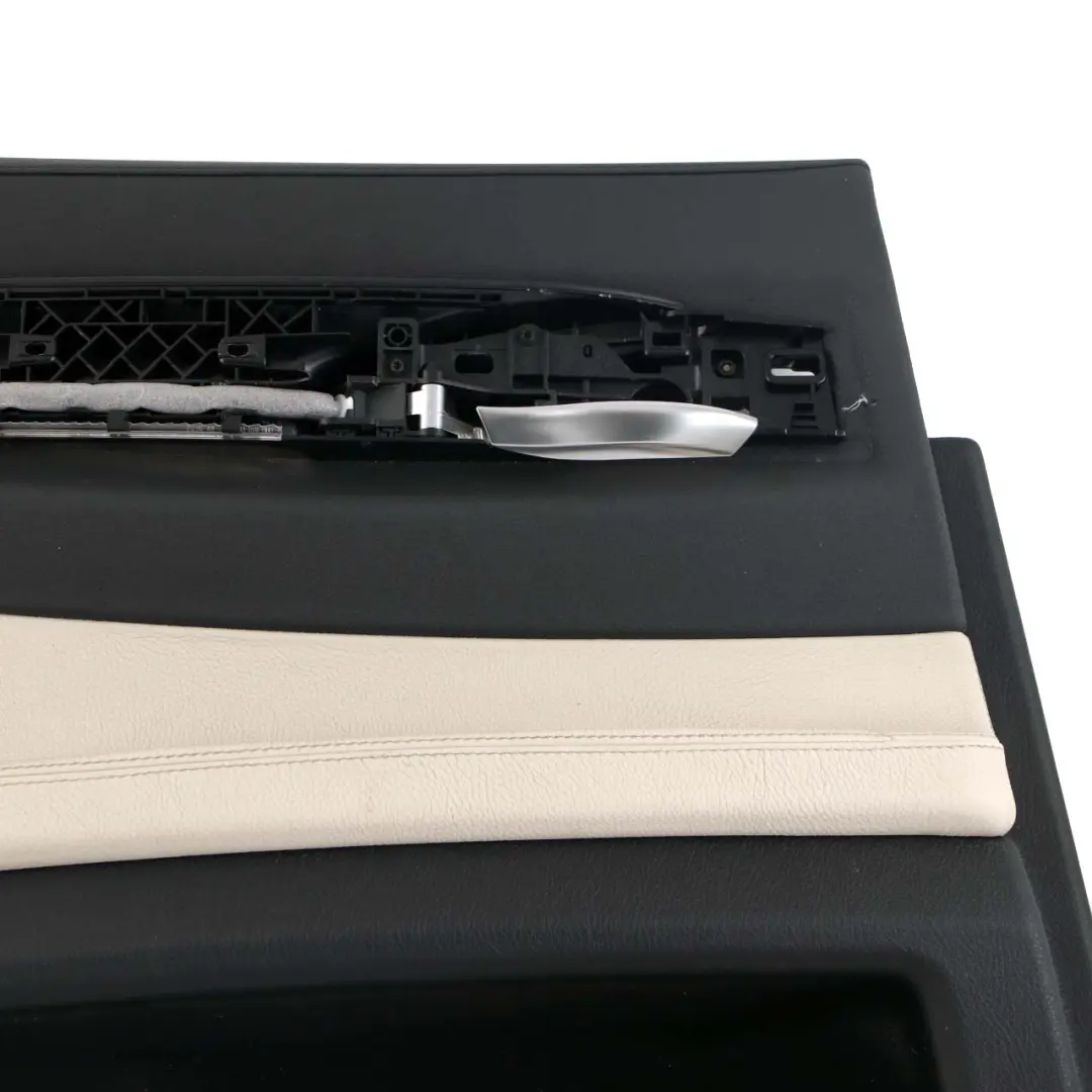 Left N/S Trim Panel Door Card Leather Dakota Ivory White to BMW F01 LCI Rear with Part number 7332897 BMW F01 LCI Rear Left N/S Trim Panel Door Card Leather Dakota Ivory White - SKU 7332897 - Part number 7332897