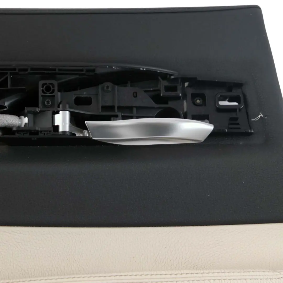 Left N/S Trim Panel Door Card Leather Dakota Ivory White to BMW F01 LCI Rear with Part number 7332897 BMW F01 LCI Rear Left N/S Trim Panel Door Card Leather Dakota Ivory White - SKU 7332897 - Part number 7332897