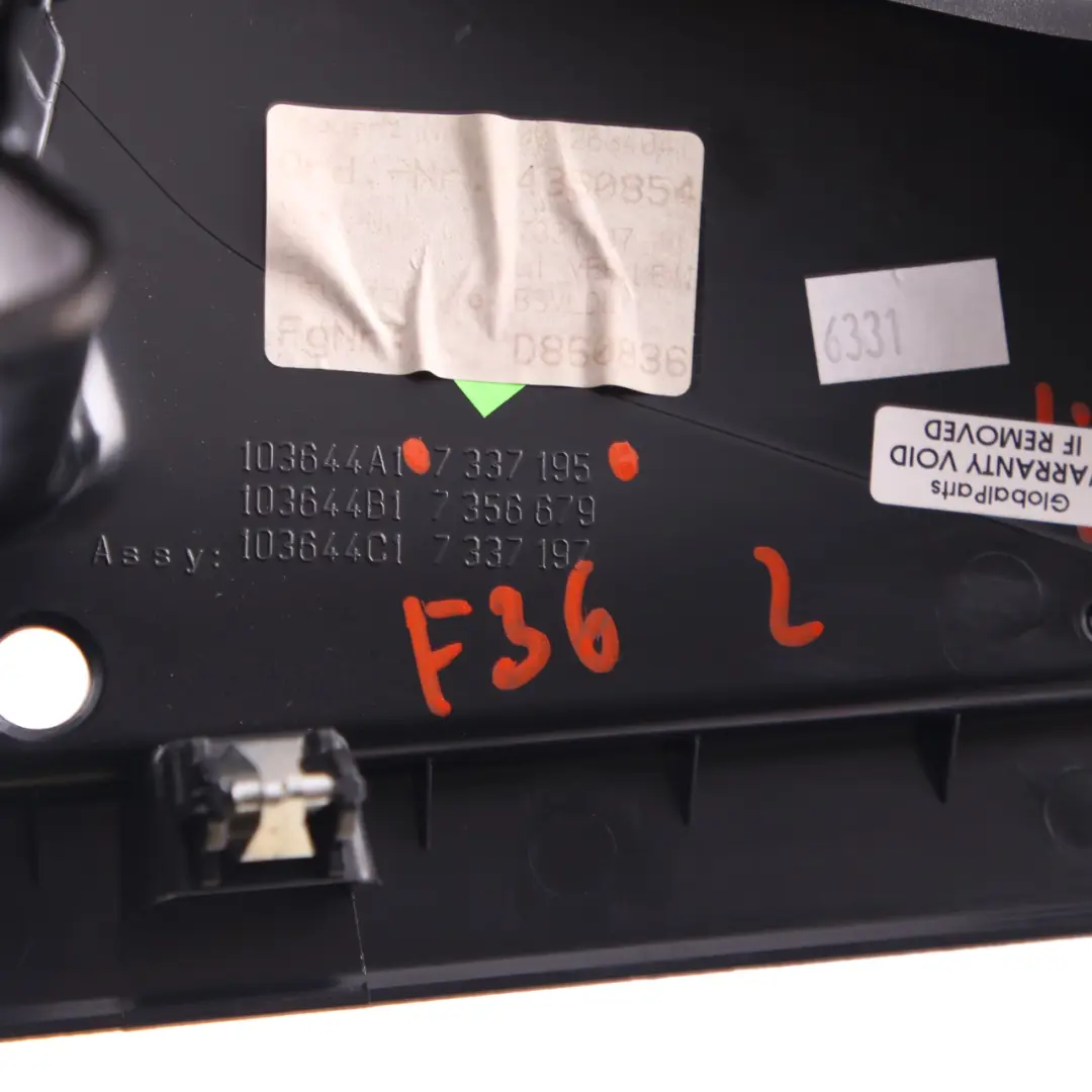 Railing Trim Panel Left N/S Window Parcel Shelf Mount Black to BMW F36 with Part number 7337197 BMW F36 Railing Trim Panel Left N/S Window Parcel Shelf Mount Black - SKU 7337197 - Part number 7337197