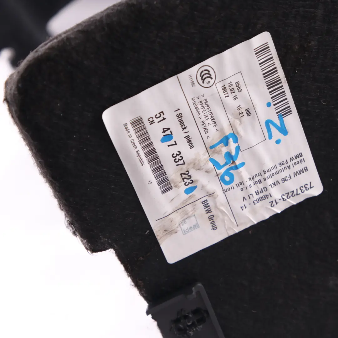 Obudowa Boczek Bagażnika Lewy Antracyt do BMW F36 o numerze 7337223 BMW F36 Obudowa Boczek Bagażnika Lewy Antracyt - SKU 7337223 - Numer Części 7337223