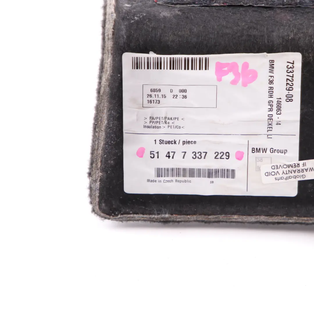 Boczek Bagażnika Lewy Czarny do BMW F36 o numerze 7337229 BMW F36 Boczek Bagażnika Lewy Czarny - SKU 7337229 - Numer Części 7337229