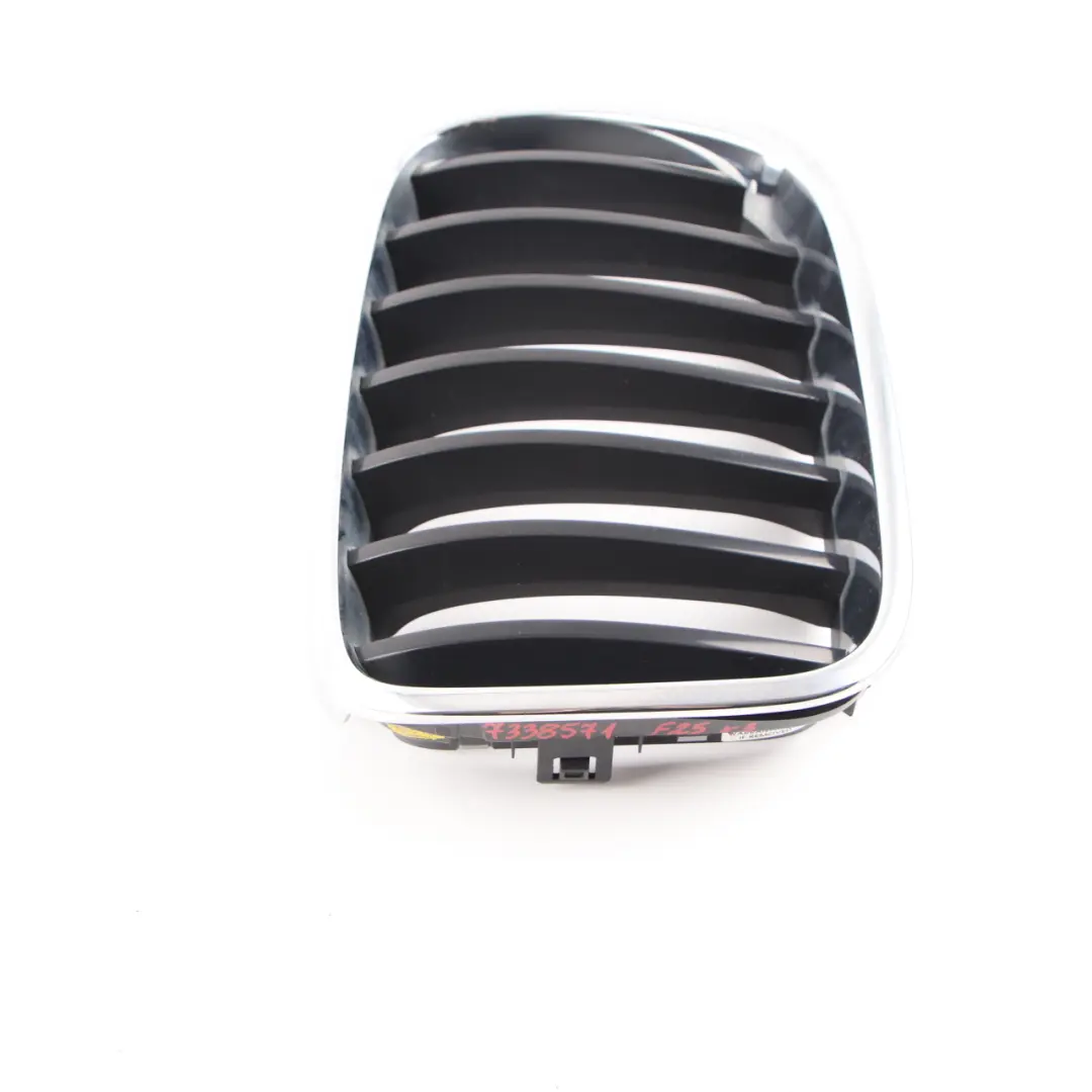Front Bumper Grille Air Inlet Trim Kidney Left N/S Chrome to BMW X3 F25 with Part number 7338571 BMW X3 F25 Front Bumper Grille Air Inlet Trim Kidney Left N/S Chrome - SKU 7338571 - Part number 7338571