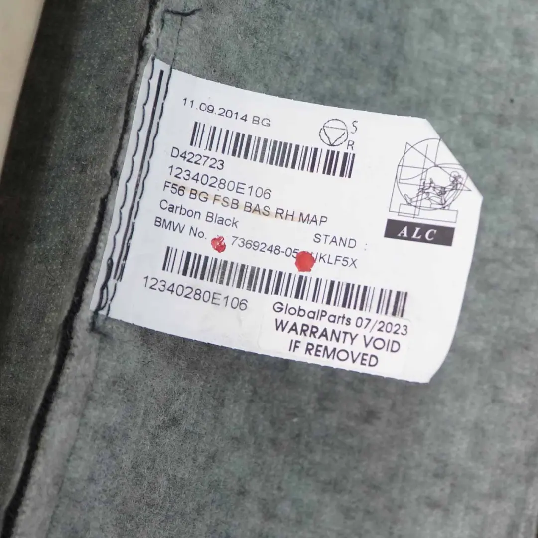  Dossier de siège Mini F56 Avant Dossier Tissu Firework Carbon Black - SKU 7340224 - Numéro de pièce 7340224