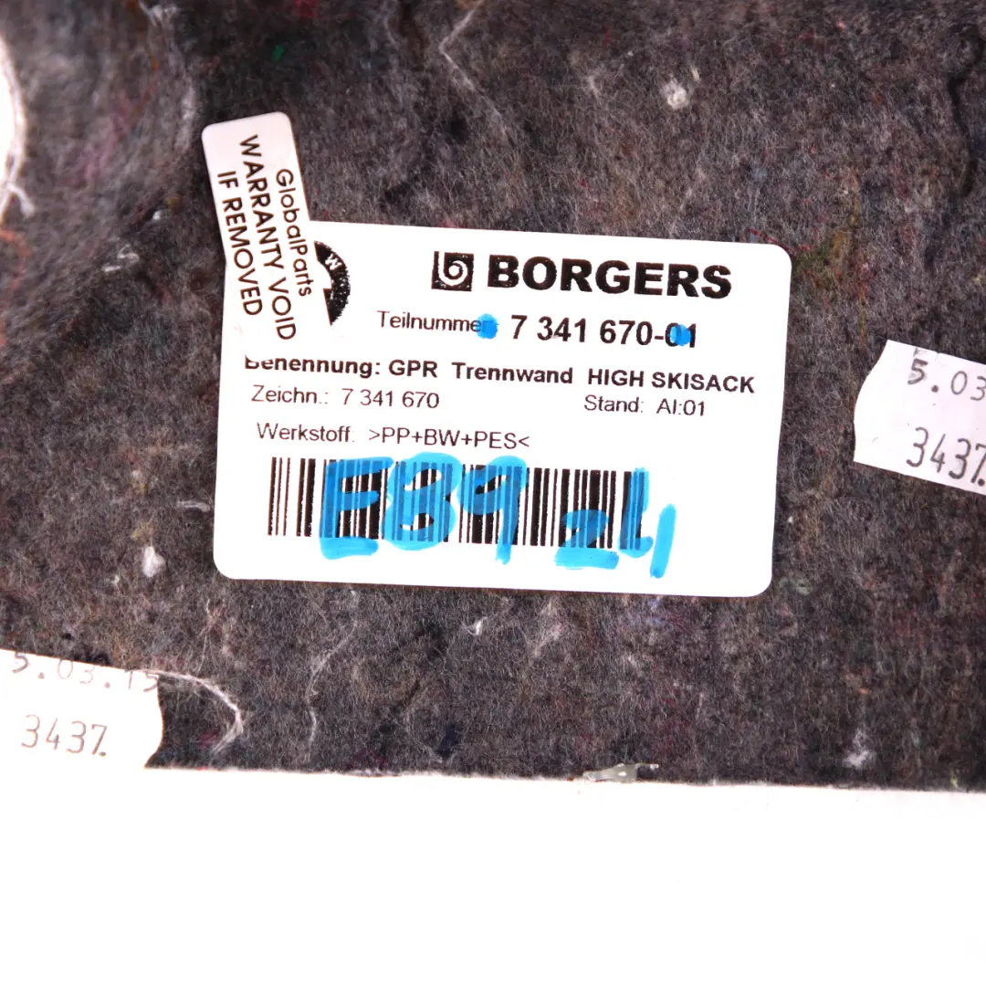 Trunk Wall BMW Z4 E89 Convertible Roadster Partition Trim Panel Black to with Part number 7341670 Trunk Wall BMW Z4 E89 Convertible Roadster Partition Trim Panel Black - SKU 7341670 - Part number 7341670