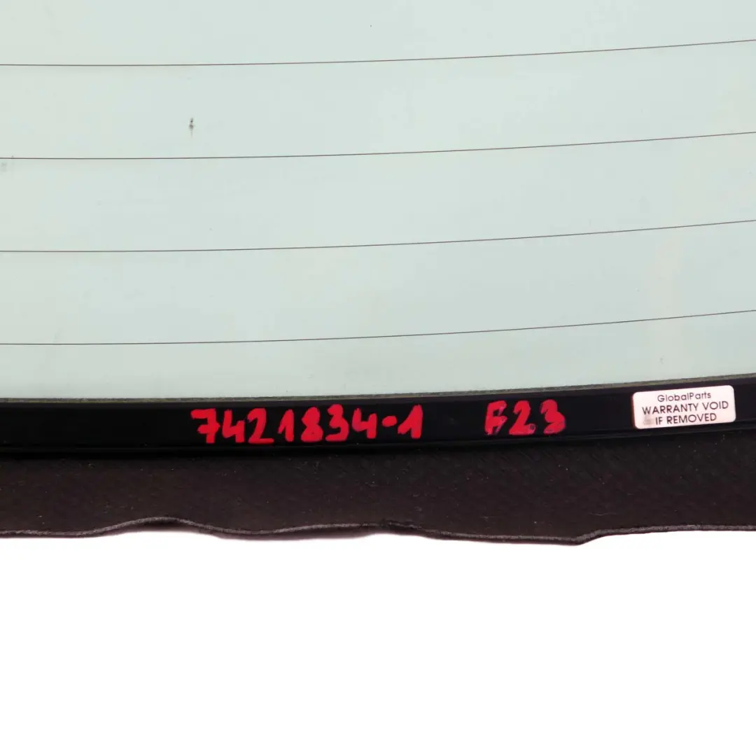 Folding Soft Top Rear Window Glass Glazing Green AS2 to BMW 2 F23 Cabrio with Part number 7421834 BMW 2 F23 Cabrio Folding Soft Top Rear Window Glass Glazing Green AS2 - SKU 7421834-1 - Part number 7421834
