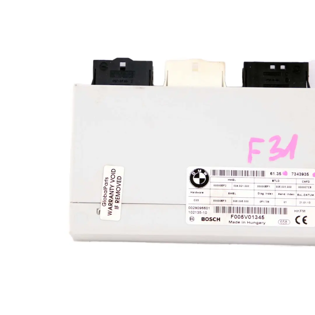 BMW F31 F15 F16 F36 Module Contrôle Couvercle Coffre Arrière - SKU 7343935 - Numéro de pièce 7343935