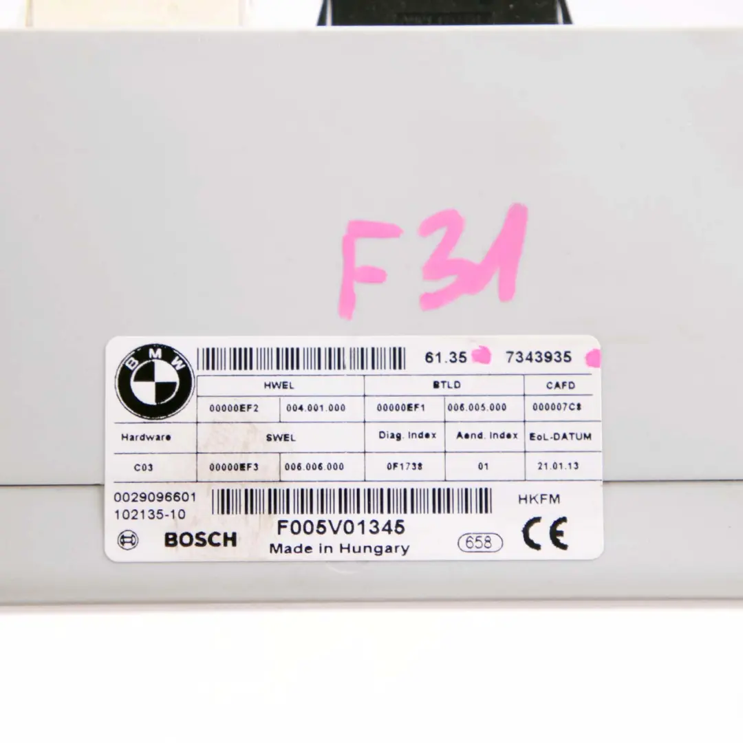  Módulo Tapa Maletero BMW F31 F15 F16 F36 Unidad Control Elevación Portón - SKU 7343935 - Número de pieza 7343935