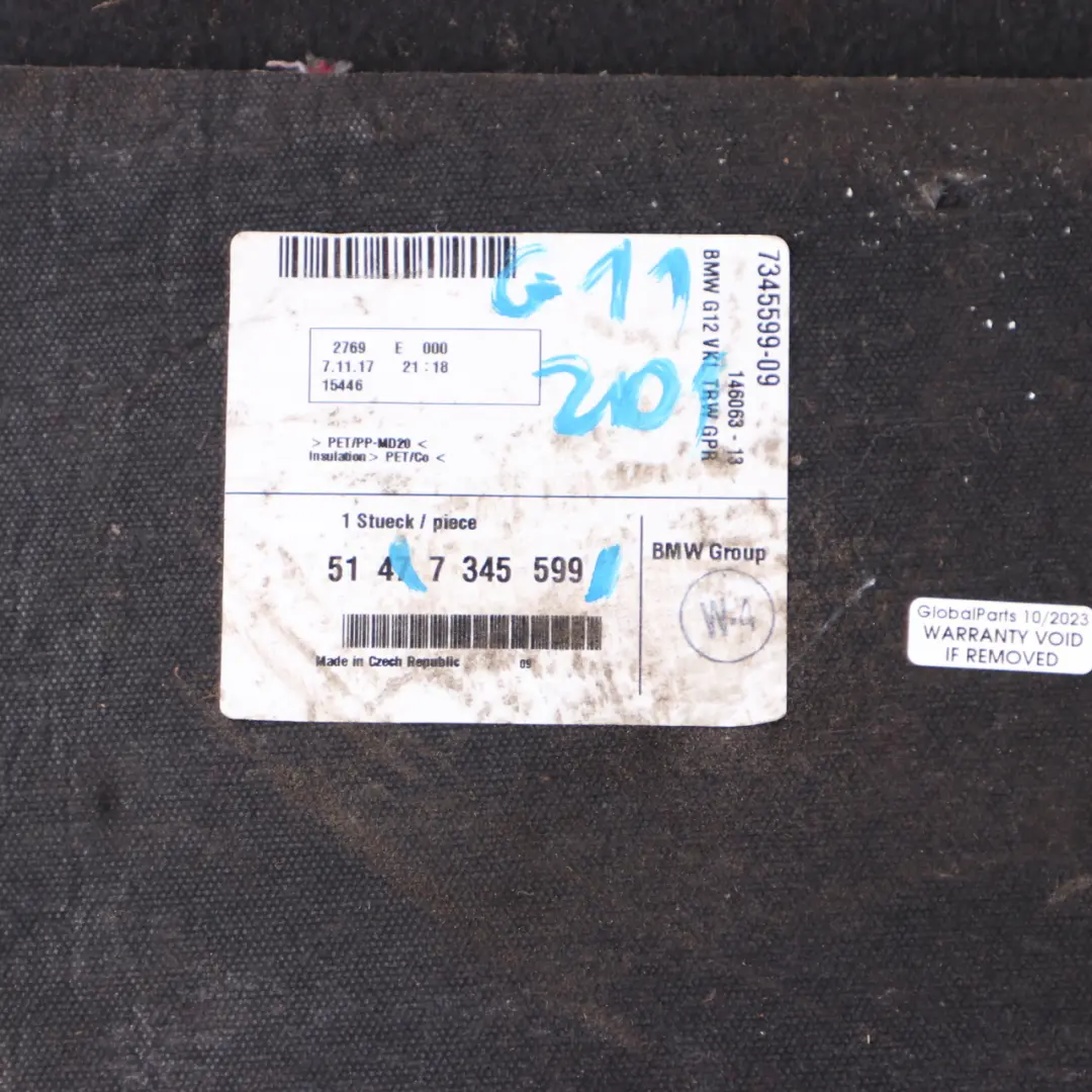 Trunk Wall BMW G11 G12 Partition Trim Panel Covering Black to with Part number 7345599 Trunk Wall BMW G11 G12 Partition Trim Panel Covering Black - SKU 7345599 - Part number 7345599