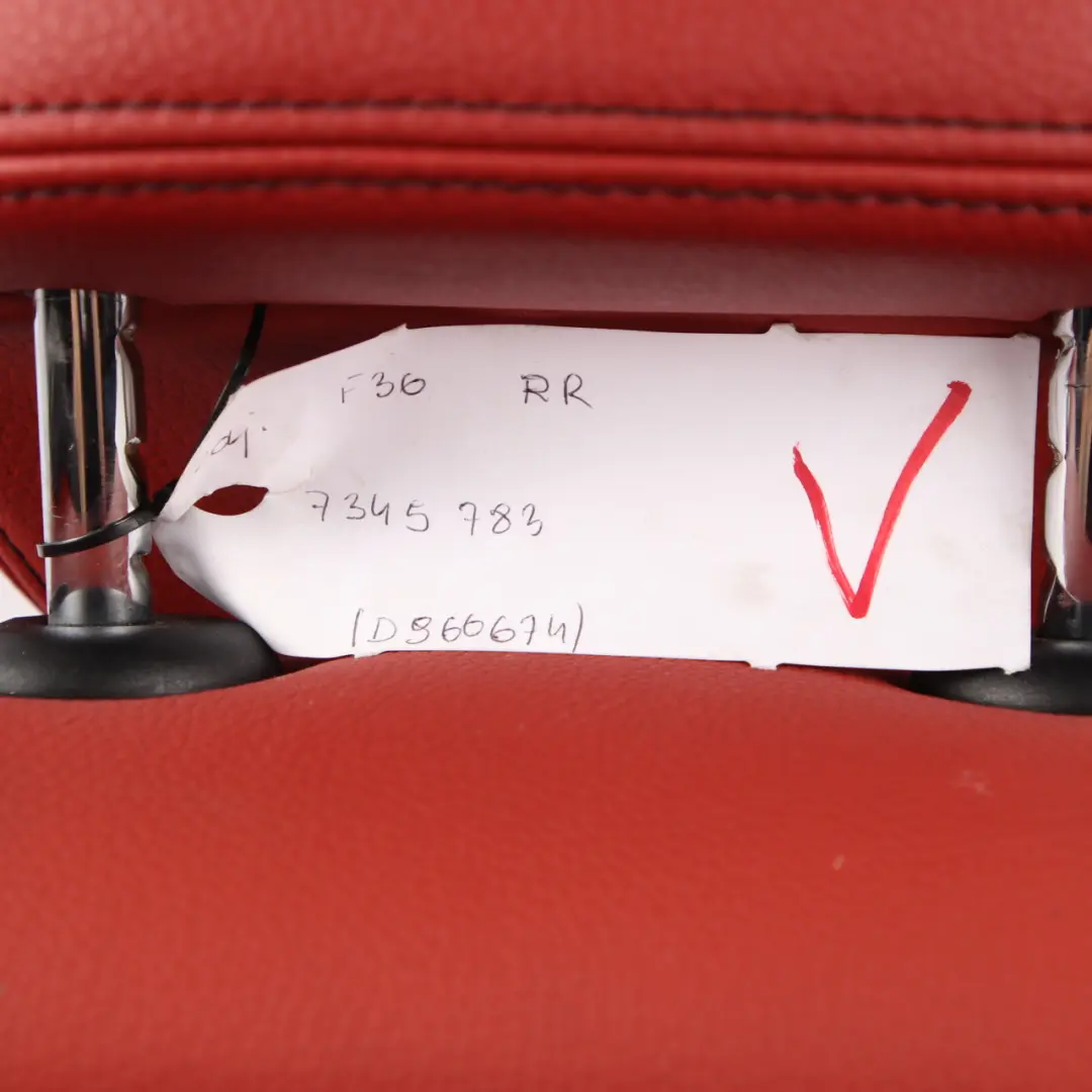 Respaldo Trasero Derecho Tapizado En Cuero Rojo Coral Dakota para BMW F36 con número de pieza 7345783 BMW F36 Respaldo Trasero Derecho Tapizado En Cuero Rojo Coral Dakota - SKU 7345783 - Número de pieza 7345783