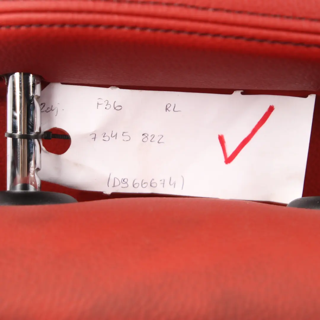 BMW F36 Respaldo Asiento Trasero Izquierdo Revestimiento Cuero Rojo Coral Dakota - SKU 7345822 - Número de pieza 7345822