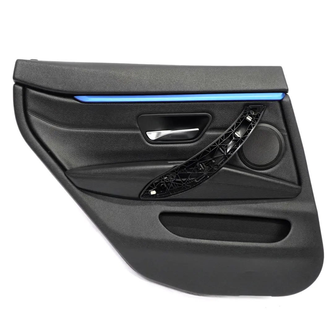 Rivestimento della scheda porta posteriore sinistra pelle nero striscia per BMW F36 con numero di parte 7346339 BMW F36 Rivestimento della scheda porta posteriore sinistra pelle nero striscia - SKU 7346339-1 - Numero di parte 7346339