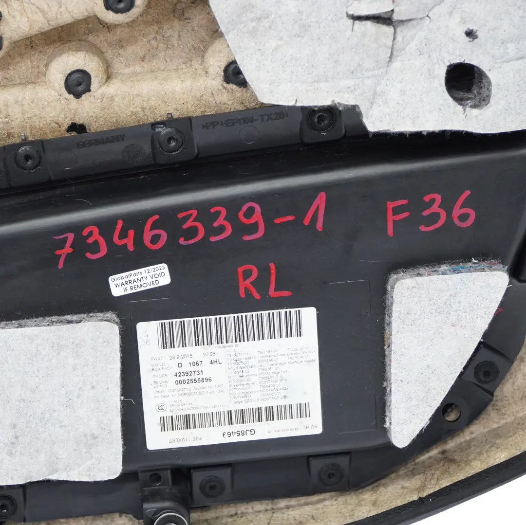 Türkartenverkleidung hinten links Verkleidung Futter Leder Schwarz Blau für BMW F36 mit Teilenummer 7346339 BMW F36 Türkartenverkleidung hinten links Verkleidung Futter Leder Schwarz Blau - SKU 7346339-1 - Teilenummer 7346339