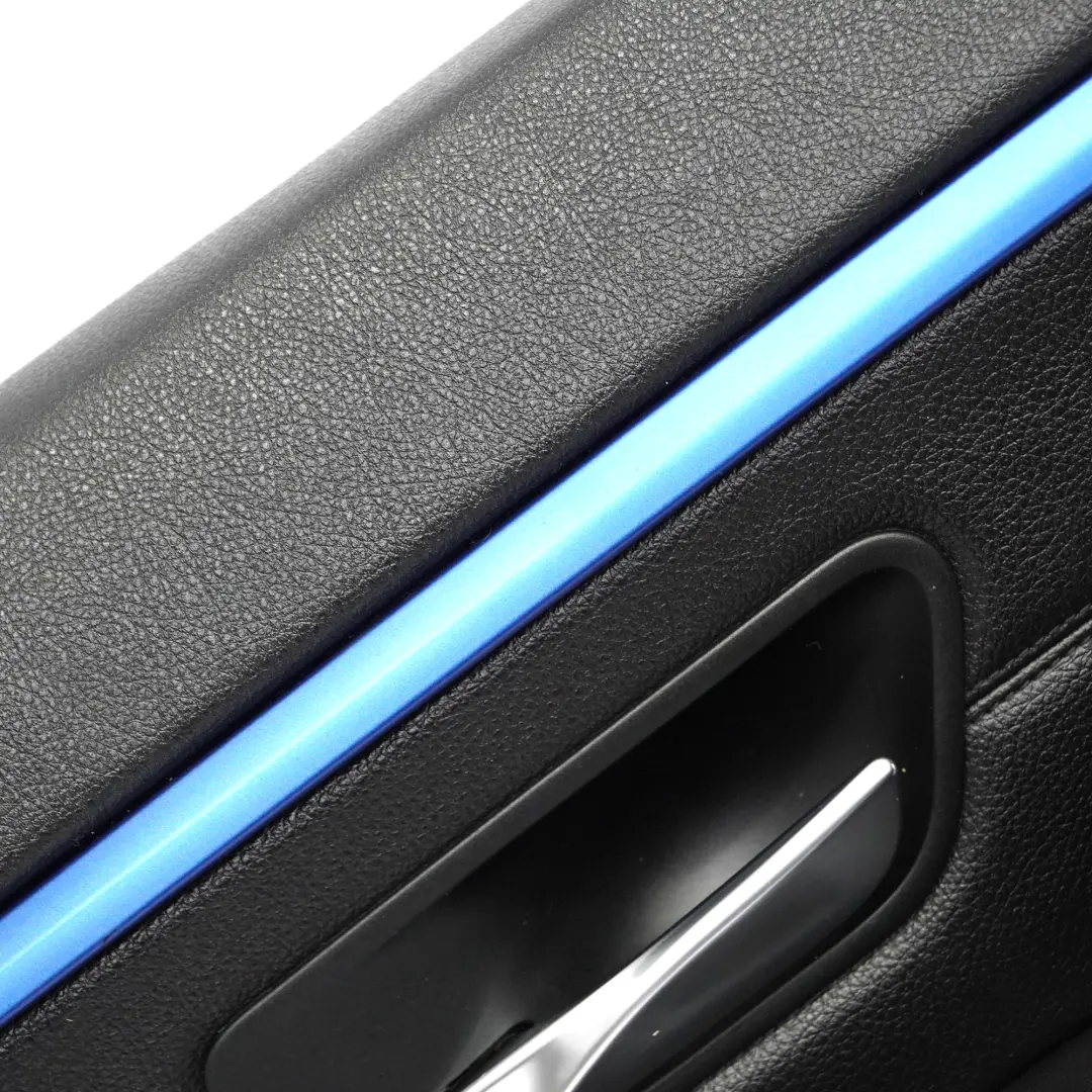 Door Card Trim Rear Left N/S Panelling Lining Leather Black Blue Strip to BMW F36 with Part number 7346339 BMW F36 Door Card Trim Rear Left N/S Panelling Lining Leather Black Blue Strip - SKU 7346339-1 - Part number 7346339