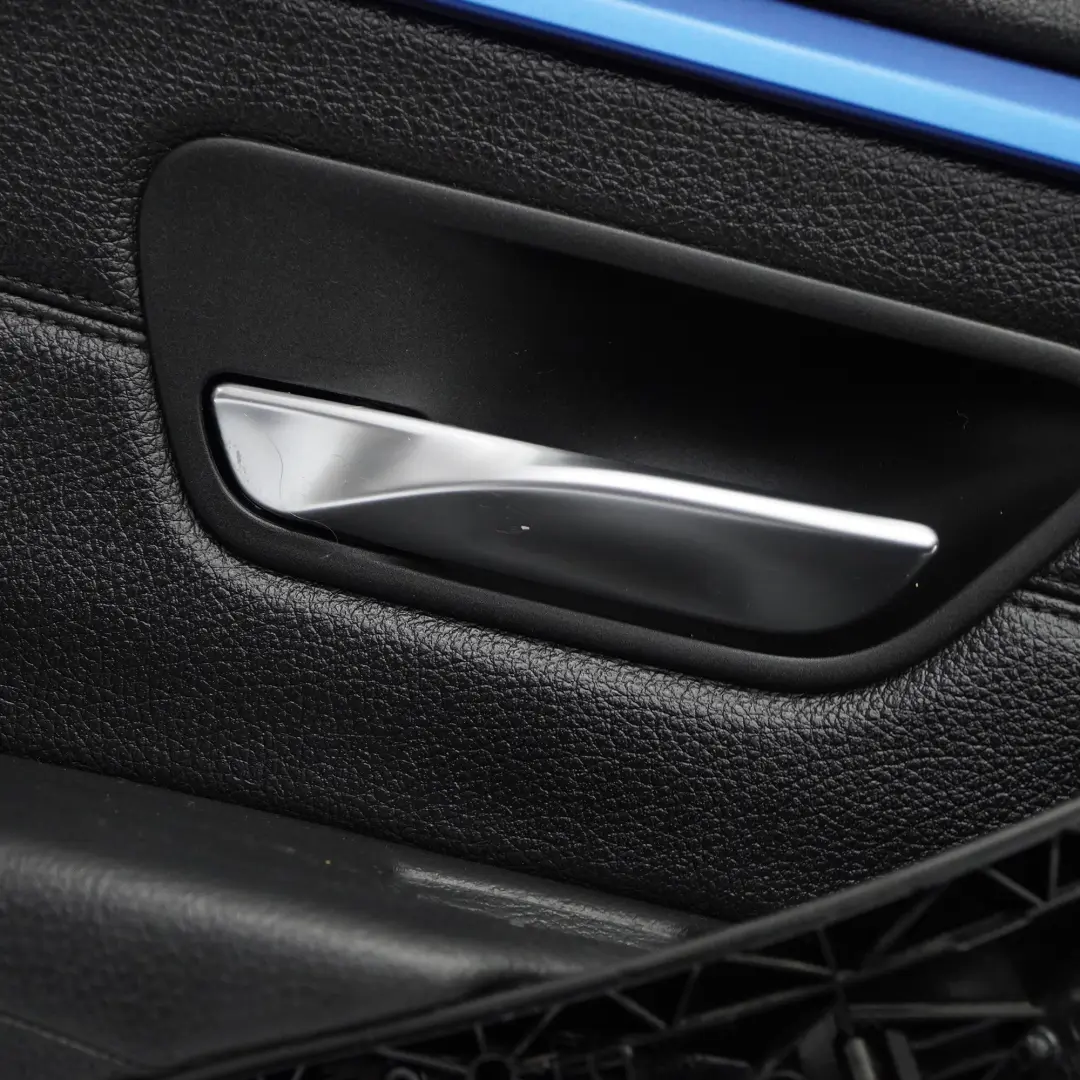 BMW F36 Boczek Drzwi Lewy Tylny Czarna Skóra Niebieska Listwa - SKU 7346339-1 - Numer Części 7346339