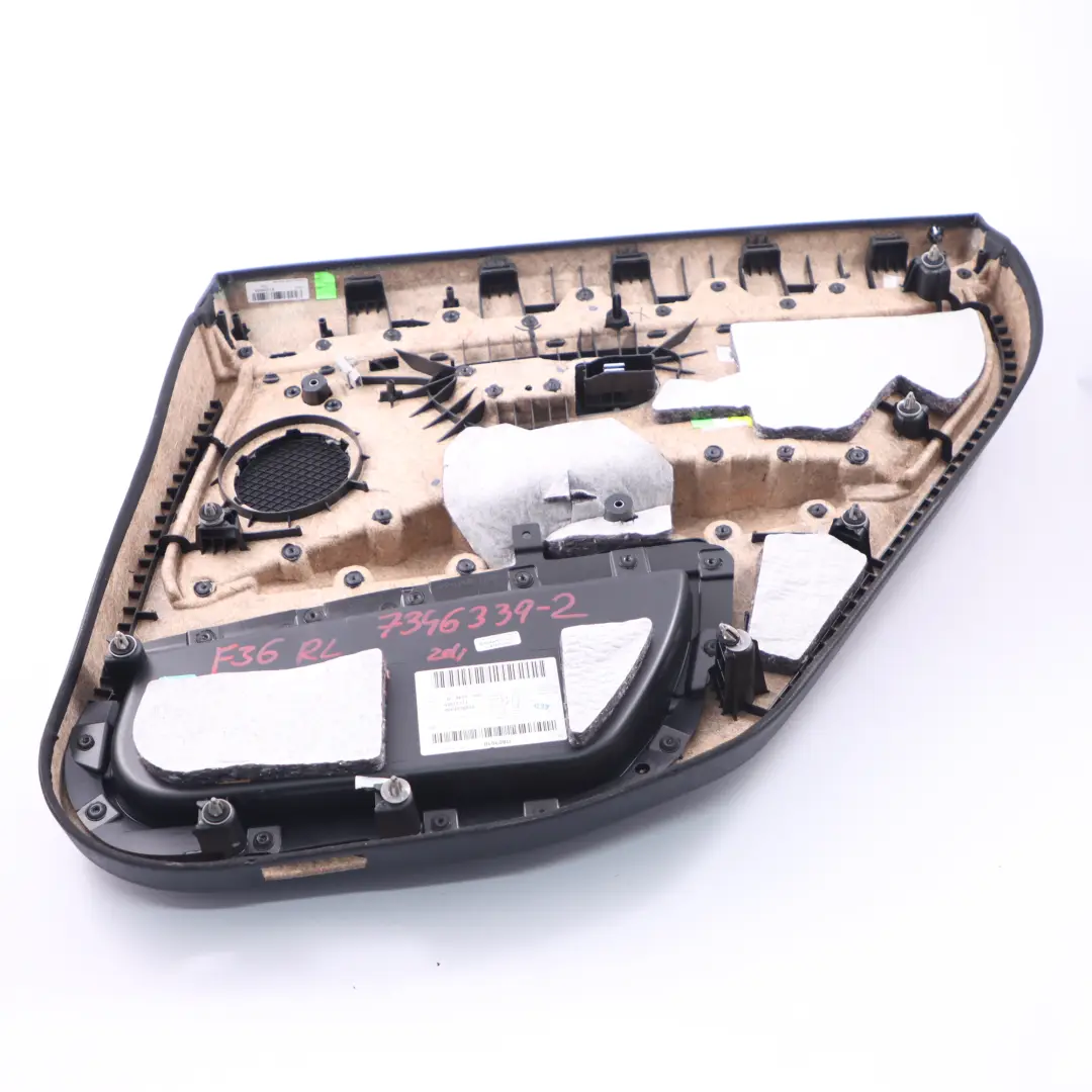 Türkartenverkleidung hinten links Verkleidung Leder Schwarz Streifen für BMW F36 mit Teilenummer 7346339 BMW F36 Türkartenverkleidung hinten links Verkleidung Leder Schwarz Streifen - SKU 7346339-2 - Teilenummer 7346339