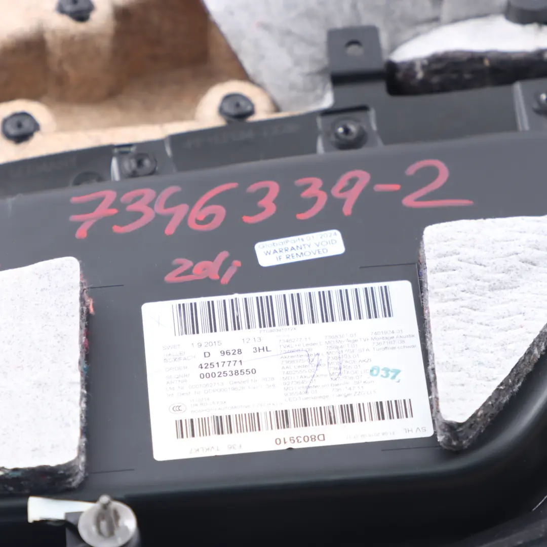 BMW F36 Türkartenverkleidung hinten links Verkleidung Leder Schwarz Streifen - SKU 7346339-2 - Teilenummer 7346339