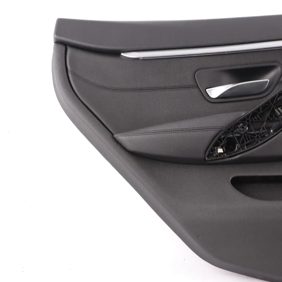 Door Card Trim Rear Left N/S Panelling Lining Leather Black Chrome Strip to BMW F36 with Part number 7346339 BMW F36 Door Card Trim Rear Left N/S Panelling Lining Leather Black Chrome Strip - SKU 7346339-3 - Part number 7346339
