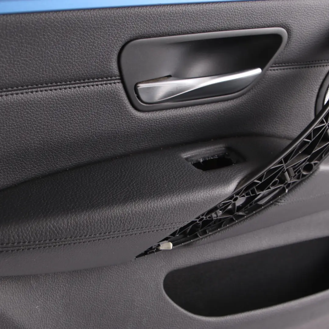 Door Card Trim Rear Left N/S Panelling Lining Leather Black Blue Strip to BMW F36 with Part number 7346339 BMW F36 Door Card Trim Rear Left N/S Panelling Lining Leather Black Blue Strip - SKU 7346339 - Part number 7346339