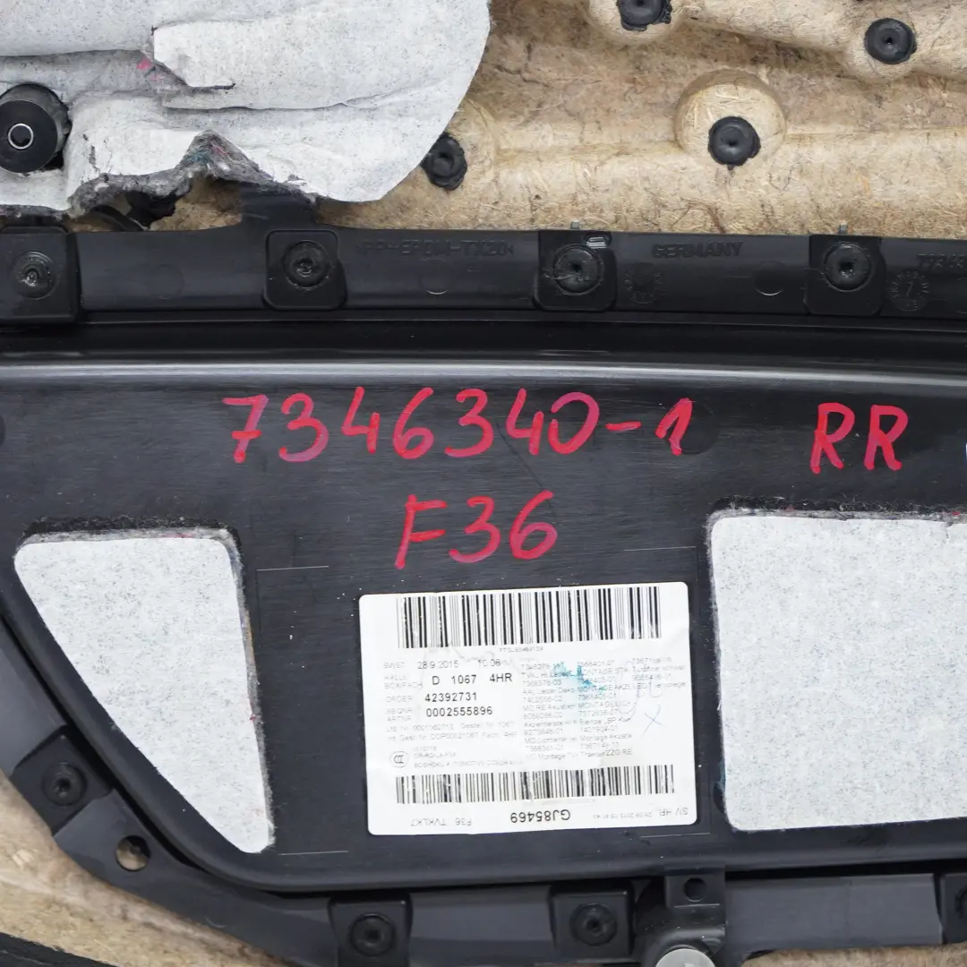 Embellecedor tarjetero puerta trasera derecha Forro cuero Negro para BMW F36 con número de pieza 7346340 BMW F36 Embellecedor tarjetero puerta trasera derecha Forro cuero Negro - SKU 7346340-1 - Número de pieza 7346340