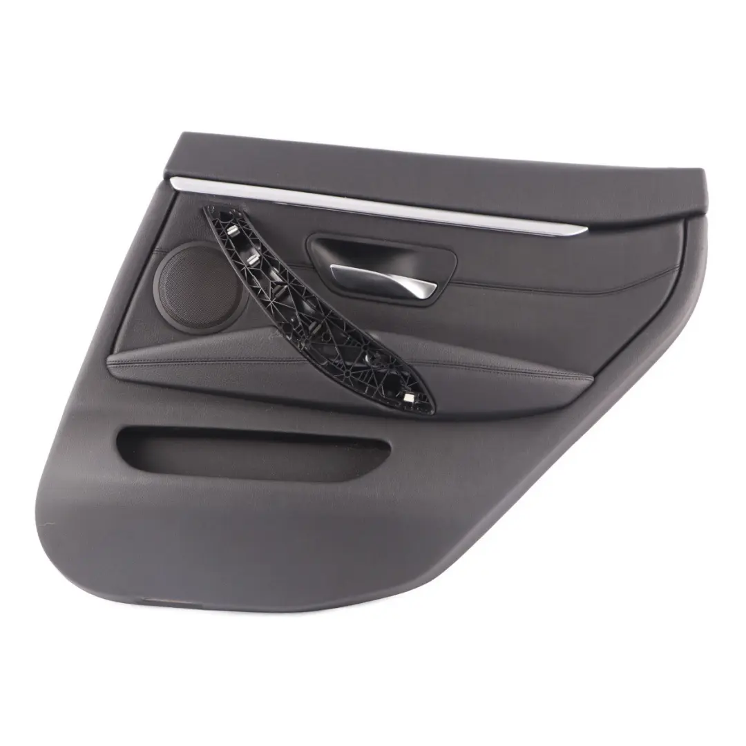 Door Card Trim Rear Right O/S Panelling Lining Leather Black Chrome to BMW F36 with Part number 7346340 BMW F36 Door Card Trim Rear Right O/S Panelling Lining Leather Black Chrome - SKU 7346340-3 - Part number 7346340