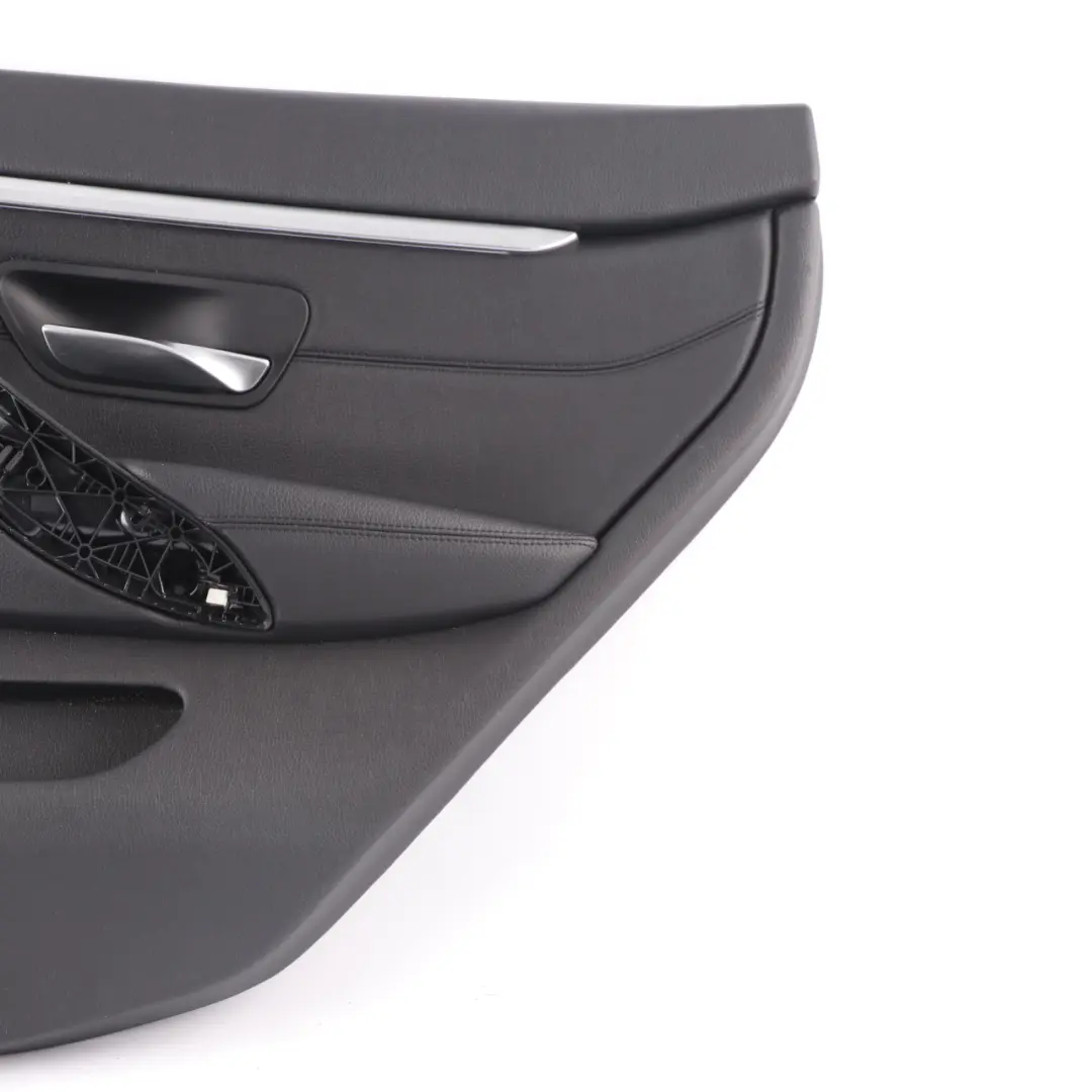 Door Card Trim Rear Right O/S Panelling Lining Leather Black Chrome to BMW F36 with Part number 7346340 BMW F36 Door Card Trim Rear Right O/S Panelling Lining Leather Black Chrome - SKU 7346340-3 - Part number 7346340