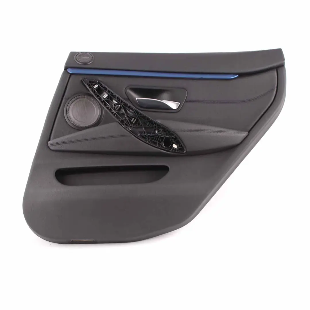 Door Card Trim Rear Right O/S Panelling Lining Leather Black Blue to BMW F36 with Part number 7346340 BMW F36 Door Card Trim Rear Right O/S Panelling Lining Leather Black Blue - SKU 7346340 - Part number 7346340