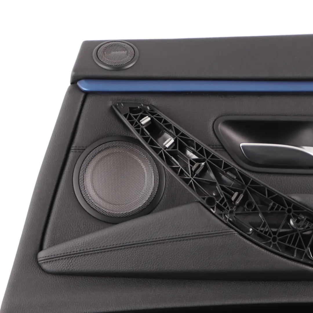 Door Card Trim Rear Right O/S Panelling Lining Leather Black Blue to BMW F36 with Part number 7346340 BMW F36 Door Card Trim Rear Right O/S Panelling Lining Leather Black Blue - SKU 7346340 - Part number 7346340