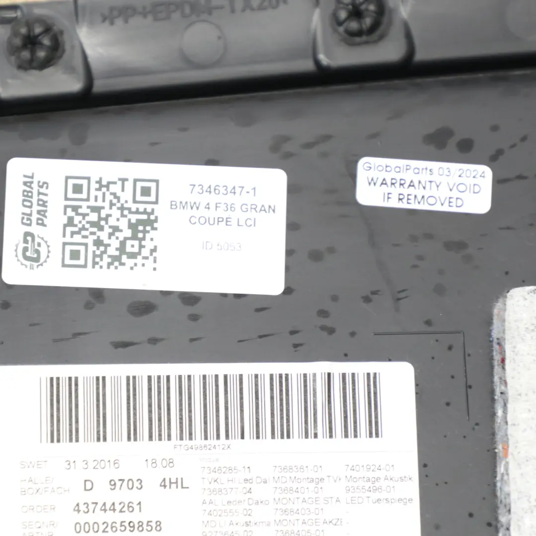 BMW F36 Türkarte hinten links Verkleidung Verkleidungstafel Rot Leder - SKU 7346347-1 - Teilenummer 7346347