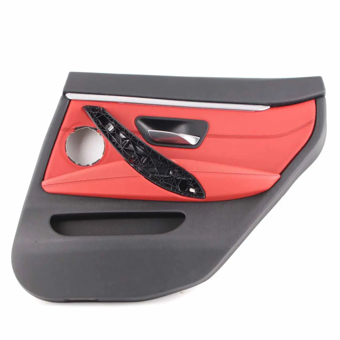 Door Card Rear Right O/S Lining Trim Panel Coral Red Leather to BMW F36 with Part number 7346348 BMW F36 Door Card Rear Right O/S Lining Trim Panel Coral Red Leather - SKU 7346348 - Part number 7346348